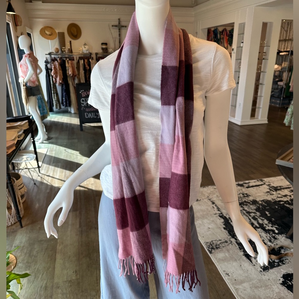 Cashmere Scarf Made In Scotland Purple Plaid